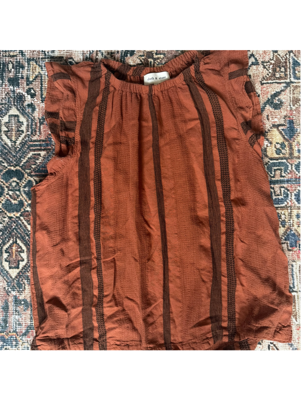 Women's Cloth & Stone Striped Blouse, Size L, Brown and Black
